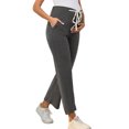 thumbnail image 4 of Pantalones de maternidad Inspire Chic para mujer, pantalones casuales de pierna ancha sobre el vientre, de cintura alta con bolsillos, gris oscuro, tamaño mediano, 4 of 6