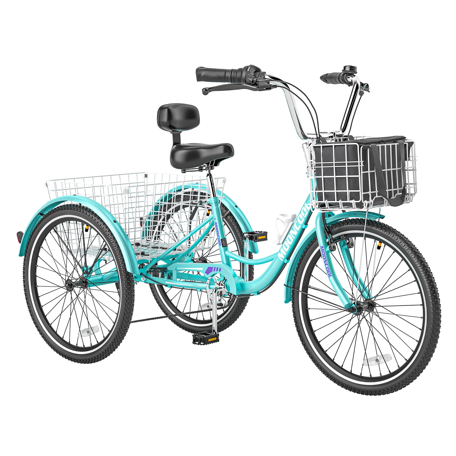 Mooncool Adult Tricycle 20/24/26 inch 7 Speed, Three Wheel Bicycle for Adult, Trike Cruiser W/ Tools & Big Basket for Exercise Shopping Picnic Outdoor Activities