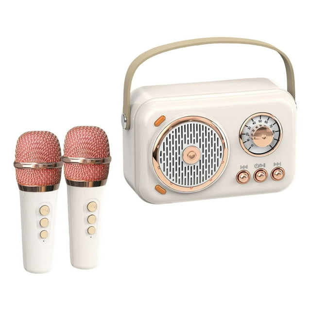 kusrkot Mini Speaker Practical Multipurpose Musical Toy with Microphone Karaoke Machine White