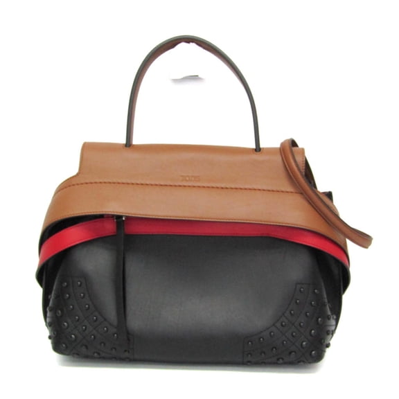 Pre-Owned Tod's Wave Medium Women's Leather Handbag,Shoulder Bag Black,Brown