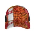 thumbnail image 4 of Curved Design Along The Top Of The Baseball Cap Reinforced Adjustable Breasted Four Seasons Available Orangered Houndstooth Checkered Hand-Drawn Sketch_2, 4 of 8
