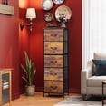 thumbnail image 4 of Vertical Storage Dressers with 5 Fabric Drawers for Bedroom, Living Room, Durable Wooden Side Table Nightstand, 4 of 7