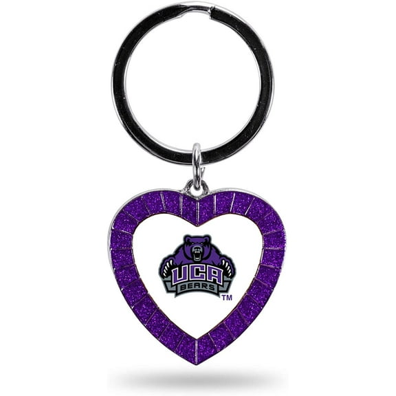 NCAA Central Arkansas Bears NCAA Rhinestone Heart Colored Keychain, Purple, 3-inches in length