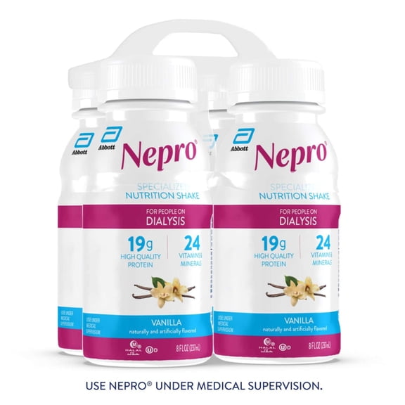 Nepro Nutrition Shake for People on Dialysis, Vanilla, 8 fl oz, Pack of 4