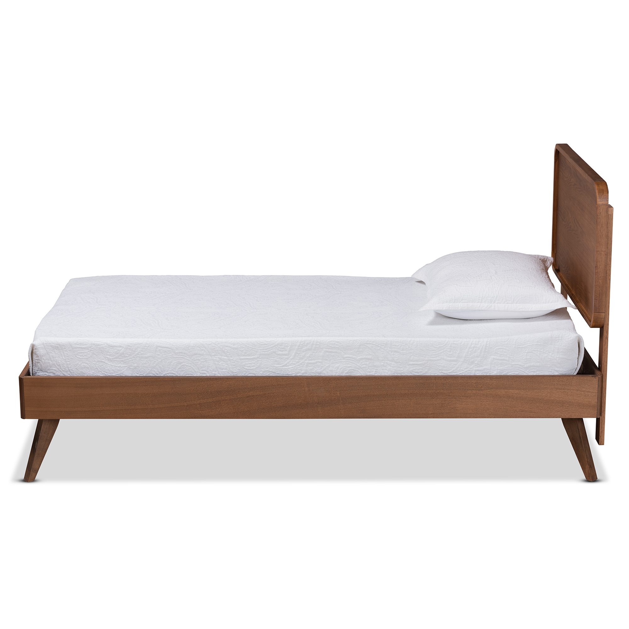 Baxton Studio Leola Mid-Century Engineered Wood Platform Bed, Twin, Walnut Brown