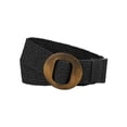 thumbnail image 1 of Cinturones de tejido elástico para mujeres INSPIRE CHIC, hebilla de madera de ratán de paja, cinturón ancho elástico para vestido negro de 60 a 85 cm, 1 of 4