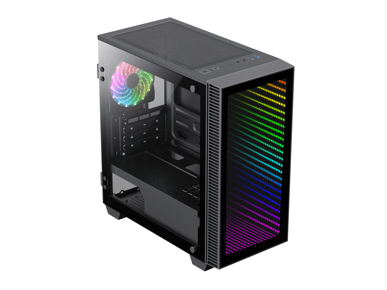 Game Max Abyss Full Tower ARGB ATX Gaming PC Case Tempered Glass LED Fans  EATX