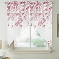 thumbnail image 2 of Pink Leaves Swag Valances for Windows, Kitchen Curtains 36 Inch Length 2 Panels Set, Summer Botanical Short Curtains for Small Windows Rod Pocket Cafe Curtains Drapes 28"x36", 2 of 8