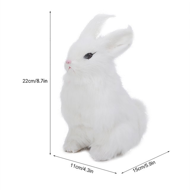 Mini Realistic Plush Rabbit Lifelike Animal Easter Home Room Ornament Simulation Toy Model Gift(White) LYUMO familiar