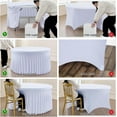 6 Pack White Spandex Round Tablecloths for 60 Inch Table, Stretchy 120 Inch Fitted 5FT Round ...