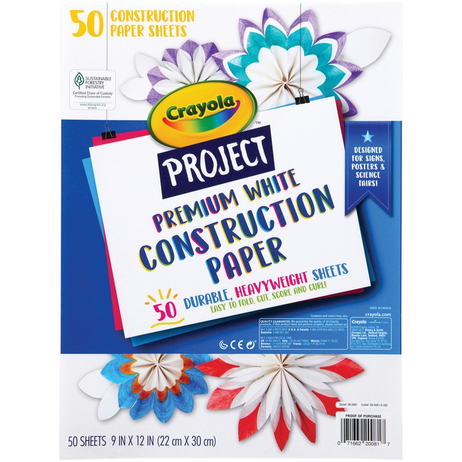 Crayola Premium Construction Paper Art Project, Craft Project, Coloring, Home 12"Height x 9