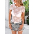 thumbnail image 4 of Blusa PRETTYGARDEN para Mujer Verano Transparente de Encaje 2025 Blanca, 4 of 8