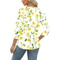 thumbnail image 4 of CYMMPU Business Work Blouses Fashion Tunic Tops Shirts Basic Tees Vintage Floral Printed 3/4 Length Sleeve Summer Fall Crewneck 2025 Clothes for Women Yellow XL, 4 of 6