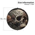 thumbnail image 2 of Picia Vintage Pattern Flower Skull Printed Leather Coasters for Drinks, 4" Drink Coasters Set of 4 for Tabletop Protection, Handmade Luxurious Home Décor and Housewarming Gift -Round Shape, 2 of 6