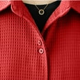 thumbnail image 3 of Uootdi Business Casual Outfits for Gift Women Long Sleeve Button Down Waffle Jacket Quilted Shacket Overshirt with Pockets Fall, 3 of 6