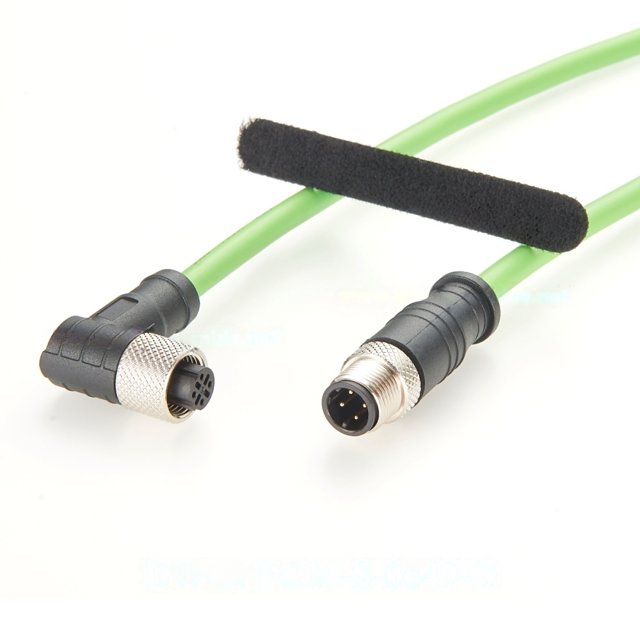 Generic Right Angle Profinet M12 4 Pin D Code Male to Female Extension Cable IP67 Shielded Cat5 Ethernet Cable for Industrial Camera