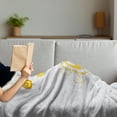 thumbnail image 3 of Daffodil Soft Flannel Fleece Throw Blanket, Daffodils on Ornate Background Floral Repeating Swirling Curves Spring Pattern, Cozy Plush for Indoor and Outdoor Use, 50" x 60", Grey Yellow, by Ambesonne, 3 of 5