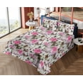 thumbnail image 4 of Ambesonne Grunge Floral Fitted & Flat Sheet with Sham 3 Pcs Set, Abstract Pastel Bloom, Twin XL, Hot Pink Pale Pink Teal, 4 of 5