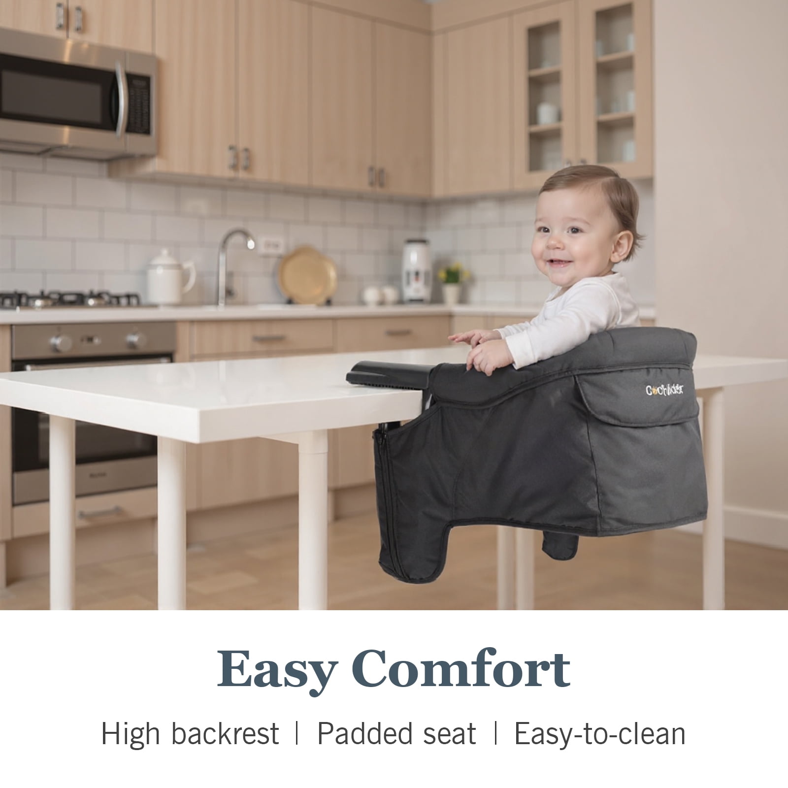 Cochildor Hook on High Chair, Portable/Foldable Clip-On Fast Table Chair for Infants Up To 36 Months, Black