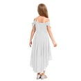 thumbnail image 2 of inlzdz Girls Elegant Off Shoulder Dress Pleated A-Line Asymmetric Chiffon Wedding Party Dresses White 12, 2 of 5