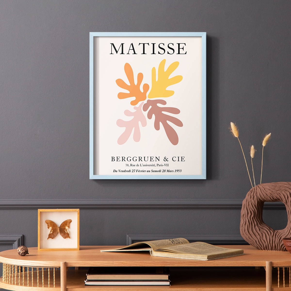 Matisse D in Blue Solid Wood Framed Print No Nail Hanging