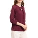 thumbnail image 4 of CURVOSPORT Camisa Elegante para Mujeres Top de Oficina con Llave Plisado Frontal Arrugado de Manga 3/4 Blusa de Chifón L Rojo Vino, 4 of 8