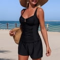 thumbnail image 5 of Gibobby Women Tankini Set Two Piece Padded Bathing Suits Swimsuit Ruched Tankini Top with Swim Brief 2PCS Swimwear(XL,Black), 5 of 8