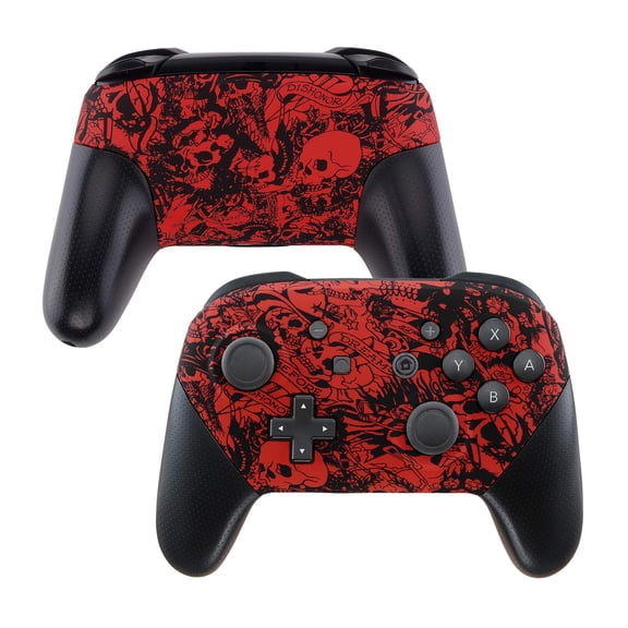 eXtremeRate Soft Touch Faceplate and Backplate for NS Switch Pro Controller, Demons and Monsters Patterned DIY Replacement Shell Housing Case for NS Switch Pro Controller - Controller NOT Included