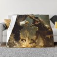 thumbnail image 1 of Balery Dinosaur Bald Eagle Manta de Franela con Dibujo, Lujo Ultra Suave y Cálido, Antipelusa y Resistente a las Arrugas para Cama, Sofá, Camping -80"x60", 1 of 6