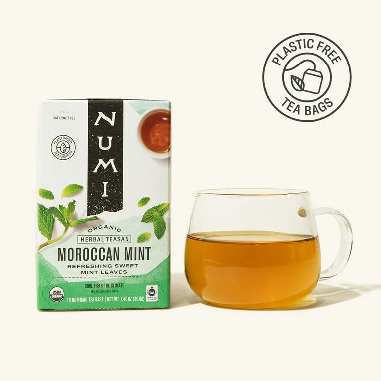 Numi Organic Moroccan Mint Tea Bags, 18 Ct, Fair Trade Certified