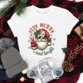 thumbnail image 2 of Funny Christmas Santa Claus Stay Merry And Bright Print T-Shirt Summer Letter Print T Shirt Women Men Short Sleeve Loose Shirts, 2 of 5
