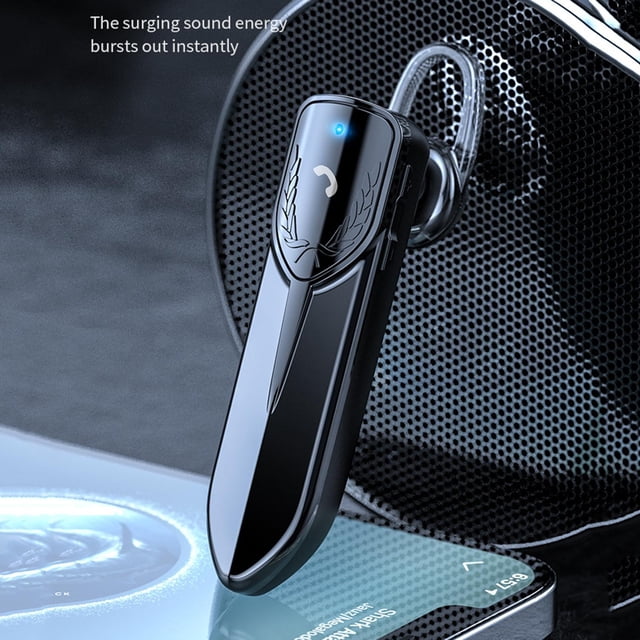 Auriculares 5.2, 300mAh, Auriculares deportivos de larga duración con gancho para oreja, función de de voz para negocios, gimnasio, - Negro