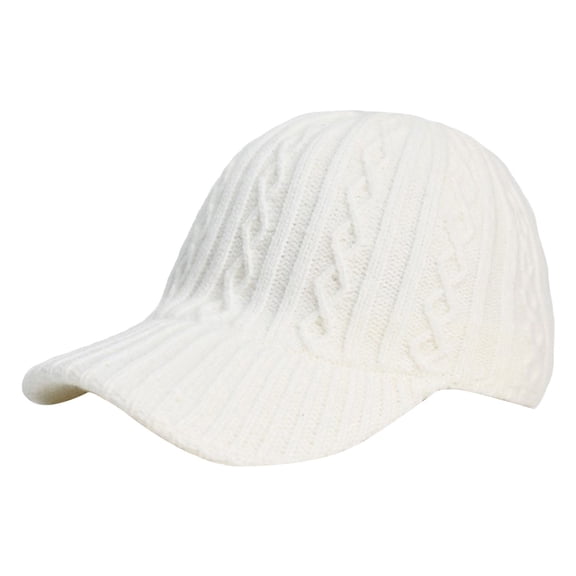 CYSFASHION Baseball Cap for Women Wool Sun Visor Knit Fleece Lined Soft Fall Fashion Men's Hats & Caps White