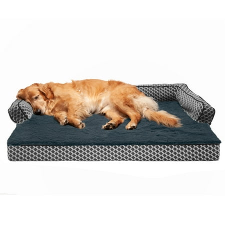 UPC: 0842229107197 | FurHaven Pet Products Plush & Decor Comfy Couch Cooling Gel Top Short Sided Sofa Pet Bed for Dogs & Cats – Diamond Gray Jumbo