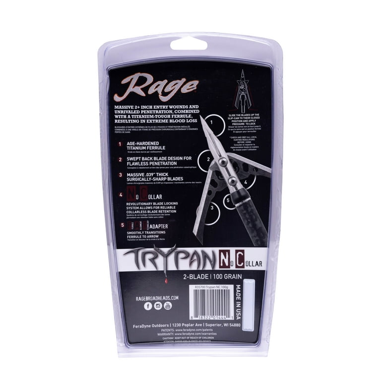 Rage Hypodermic Trypan NC Broadhead, 3-Pack, 2