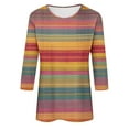 thumbnail image 5 of CYMMPU Loose Fit Crew Neck 3/4 Sleeve Striped Ombre Fall Trendy Shirts Blouses for Women Dressy Casual Spring Tunic Tops Dye Tie T-Shirts XXL, 5 of 5