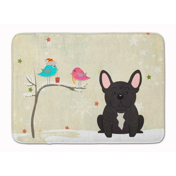 Christmas Presents between Friends French Bulldog - Brindle Machine Washable Memory Foam Mat
