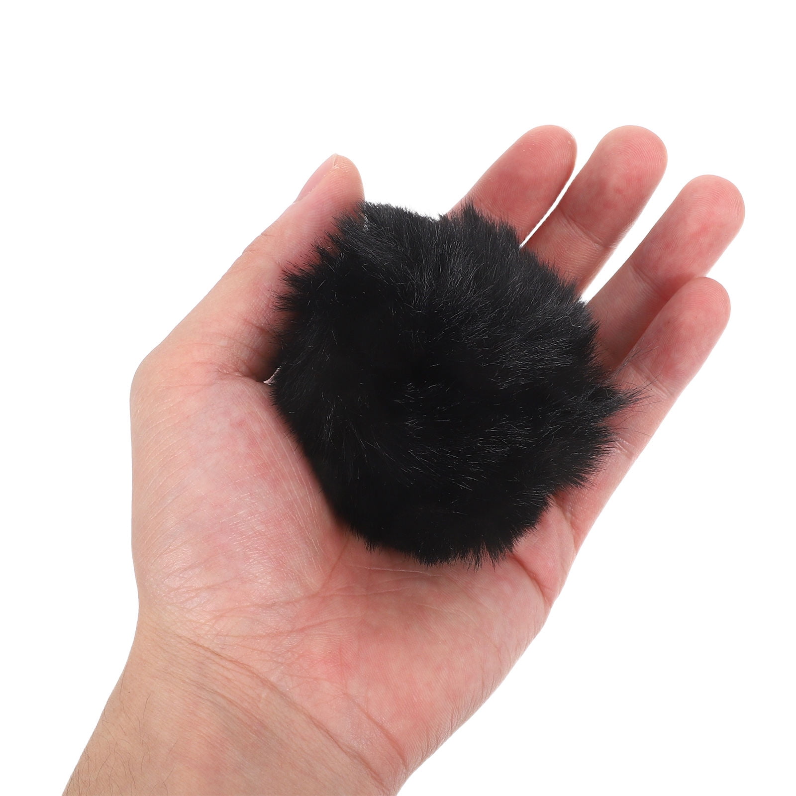 FOMIYES 40Pcs Black Faux Fur Pompoms for Craft Projects Hat Decorations and Jewelry Pendant Charms