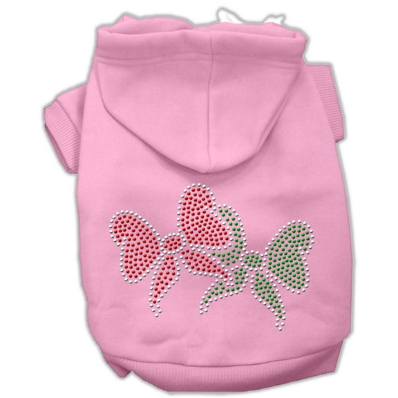 Christmas Pet Dog Cat Hoodie Rhinestone, "Christmas Bows"