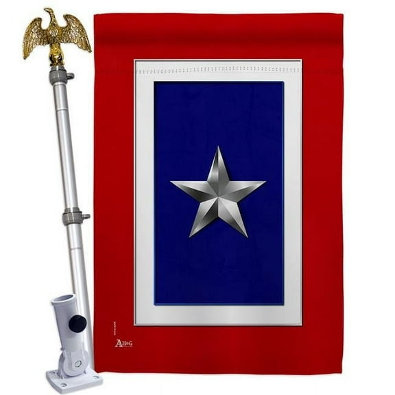 Americana Home & Garden HS141092-BO-02 28 x 40 in. Silver Star House Flag Set Armed Forces Military Service Double-Sided Decorative Vertical Flags & Decoration Banner Garden Yard Gift