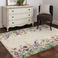 thumbnail image 3 of 3'x5' Rug for Living Room Bedroom, Spring Purple Floral Washable Area Rugs Non-Slip Carpet Mats, Rustic Flowers Botanical Vintage Indoor Low Pile Area Rug Runner for Kitchen, Mudroom, 3 of 8