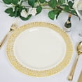 thumbnail image 2 of Efavormart 10 Pack - 10" Ivory Round Disposable Plastic Dinner Plates With Gold Lace Design Rim for Weddings, Birthdays, Parties, Gathering, Graduation Ceremonies, Special Events, 2 of 11
