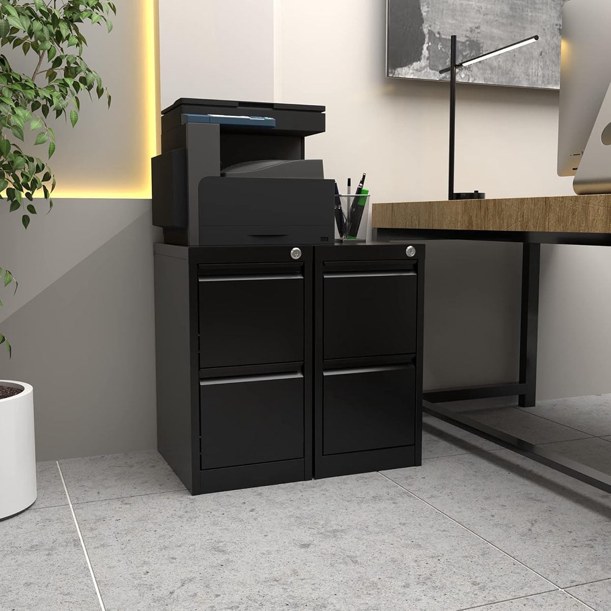 Ataucjin File Cabinet with 2-Drawer Lock,Vertical Metal Filing Cabinet for Letter/Legal Size Documents,Heavy Duty File Storage for Home Office,Requires Assembly