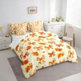 thumbnail image 3 of Homewish Autumn Maple Leaf Bedding Comforter Set 7pcs for Kids, Cartoon Orange Buffalo Bowknot King Bedding Sets, Plant Botanical Reversible Bed Sheets, Microfiber Bedroom Decor, 3 of 7