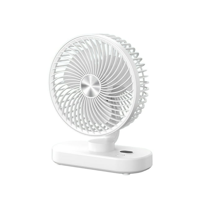 White Portable Desk Fan Built In Battery Usb Digital Screen Three Speed Office Home