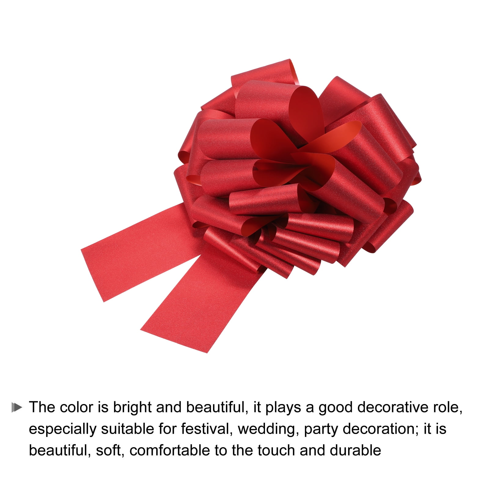 2pcs 16 Inch Large Pull Bow Glitter Gift Wrapping Big Pull Bows Ribbon Red for Wedding Baskets Presents Christmas Party