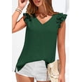 thumbnail image 3 of PRETTYGARDEN Womens Blouses Dressy Casual Summer V Neck Ruffle Cap Sleeve Business Work Tops Spring Teacher Shirts, 3 of 10