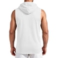 thumbnail image 4 of GrmtClth Mens Lightweight Sleeveless Hoodie Casual Pullover Tank Top with Hood & Kangaroo Pocket Breathable Fitness Training Tops White XL, 4 of 7
