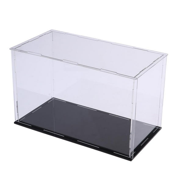 Pantalla de acrílico Sunnimix Caja a mano transparente a prueba de polvo Base negra 24x12x15cm