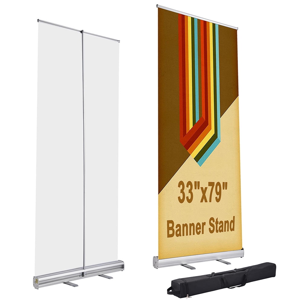 Aluminum 33"x79" Retractable Roll Up Banner Stand Pop Up Trade Show Display 